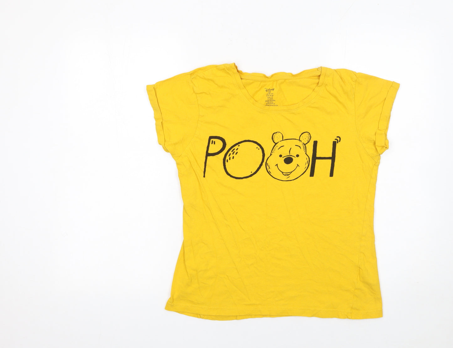 Disney Women's Yellow Pooh Graphic Cotton T-Shirt XS
