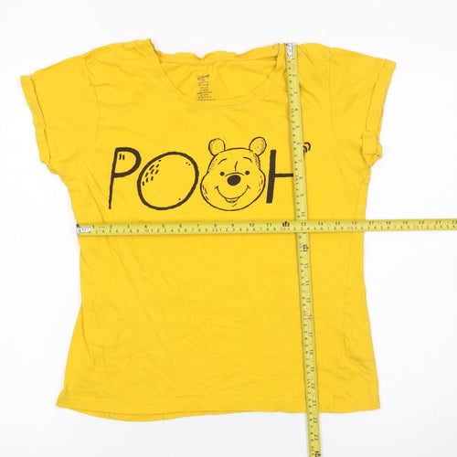 Disney Women's Yellow Pooh Graphic Cotton T-Shirt XS