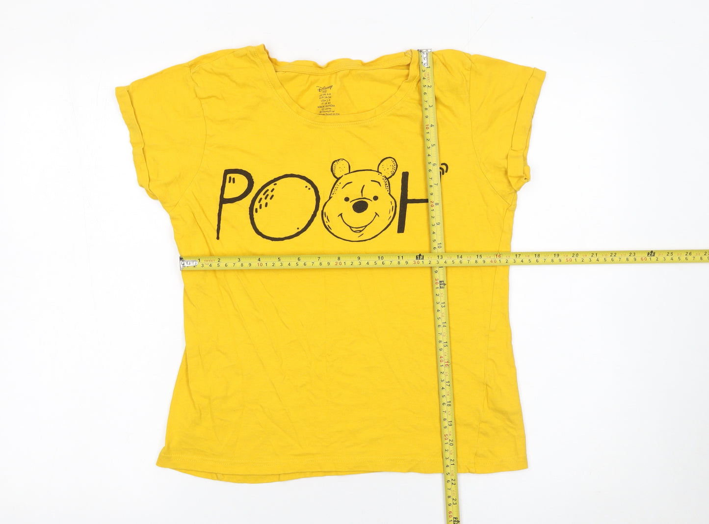 Disney Women's Yellow Pooh Graphic Cotton T-Shirt XS