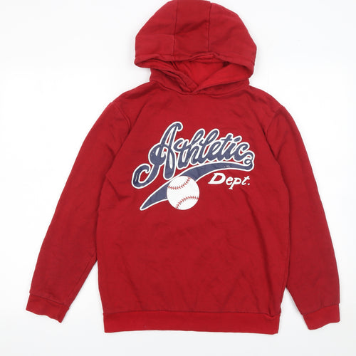 Primark Boys Red Athletic Dept Pullover Hoodie 11-12 Years Cotton Blend