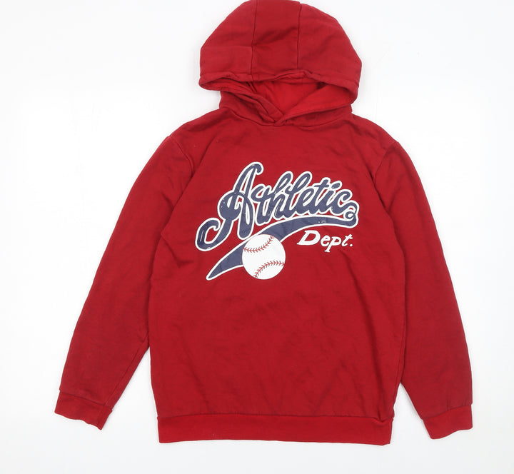 Primark Boys Red Athletic Dept Pullover Hoodie 11-12 Years Cotton Blend