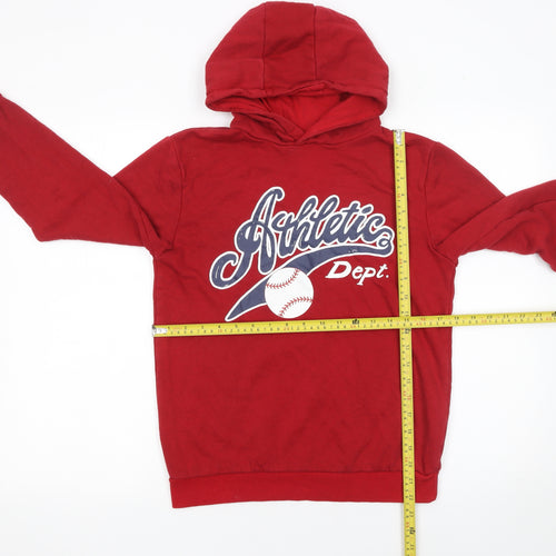 Primark Boys Red Athletic Dept Pullover Hoodie 11-12 Years Cotton Blend