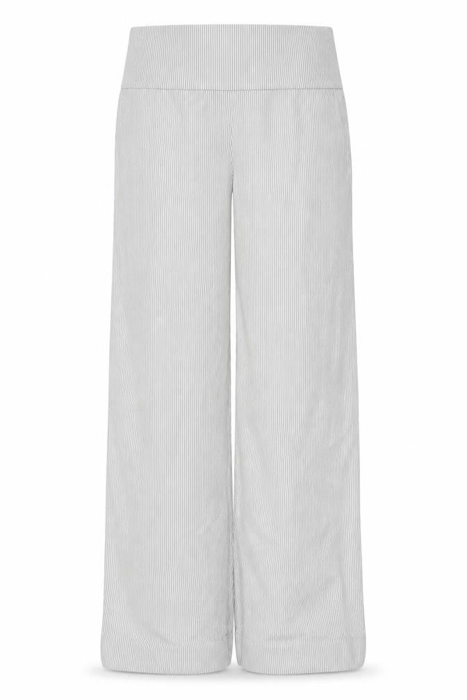 Gallery Women’s Grey Striped Jersey Trousers Size M Regular Fit