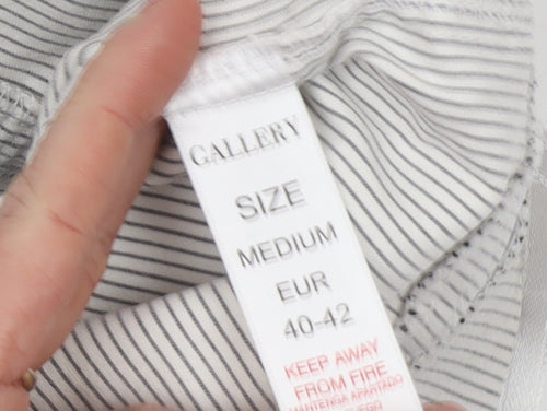 Gallery Women’s Grey Striped Jersey Trousers Size M Regular Fit