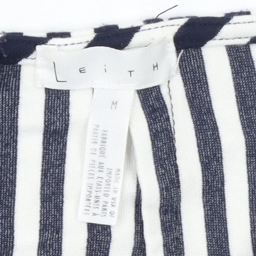 Leith Women’s Blue Striped Wrap Skirt Size M Knee Length Stretch