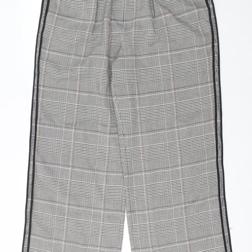 Marks and Spencer Women’s Grey Check Wide-Leg Trousers Size 16
