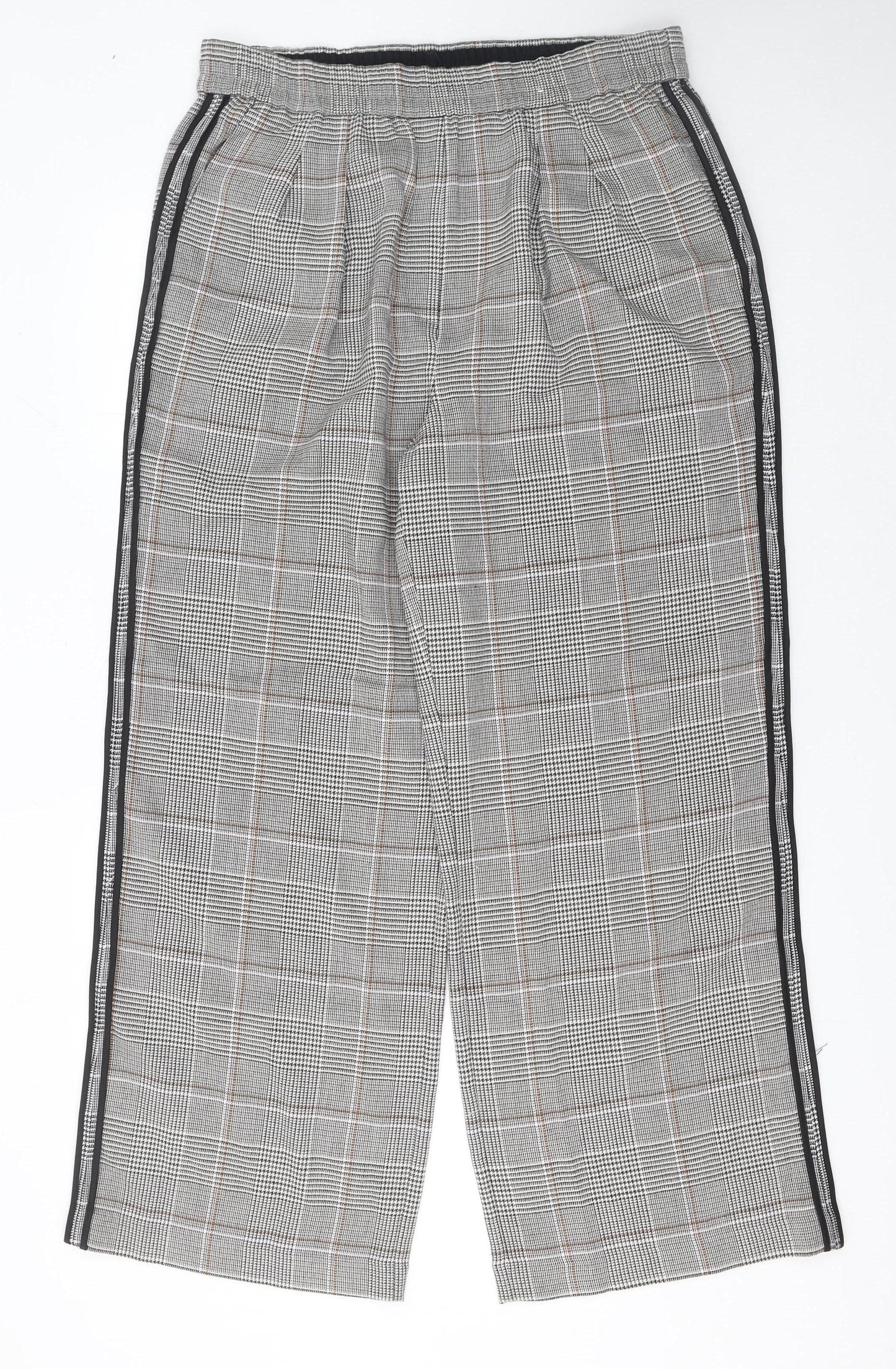 Marks and Spencer Women’s Grey Check Wide-Leg Trousers Size 16