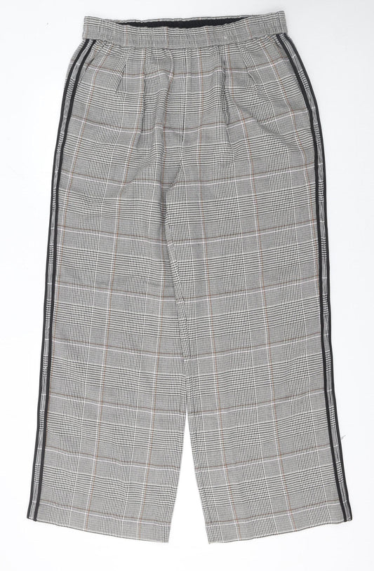 Marks and Spencer Women’s Grey Check Wide-Leg Trousers Size 16