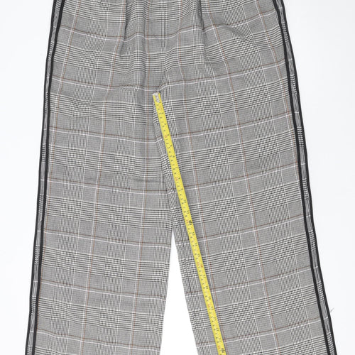 Marks and Spencer Women’s Grey Check Wide-Leg Trousers Size 16