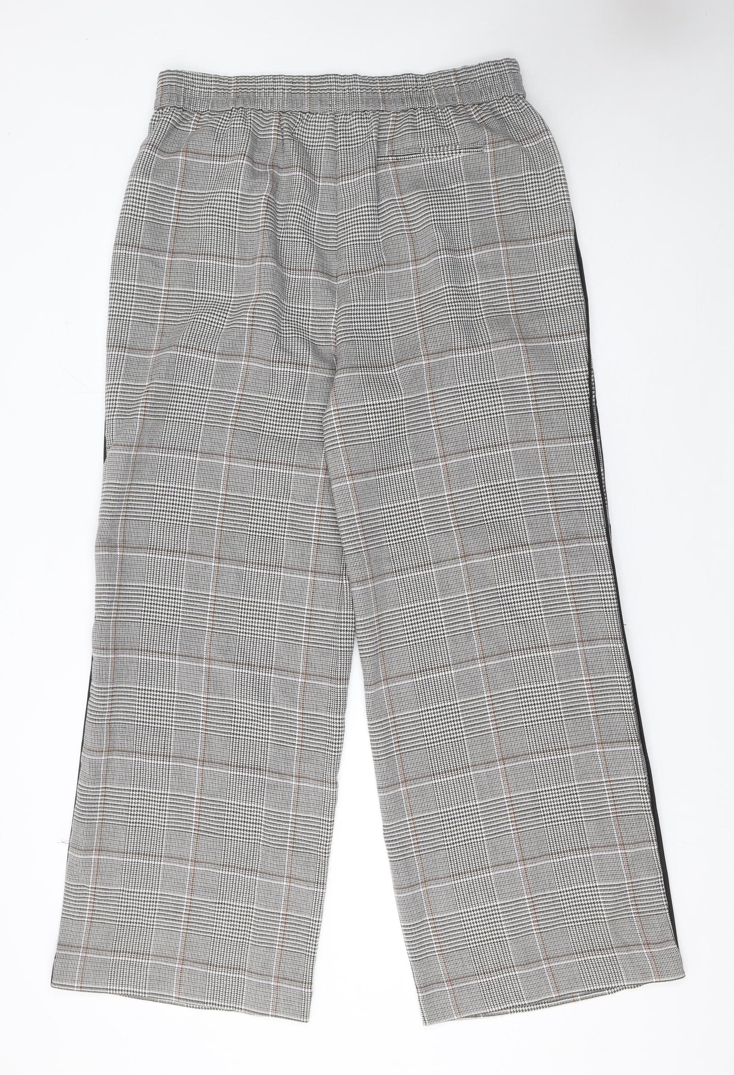 Marks and Spencer Women’s Grey Check Wide-Leg Trousers Size 16