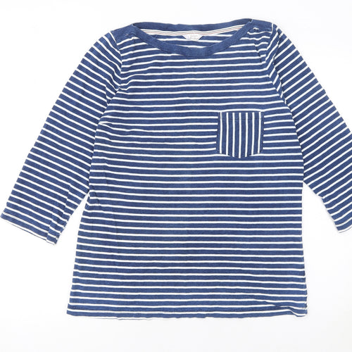 Falmer Heritage Women Blue Striped 3/4 Sleeve Cotton T-Shirt Size 14