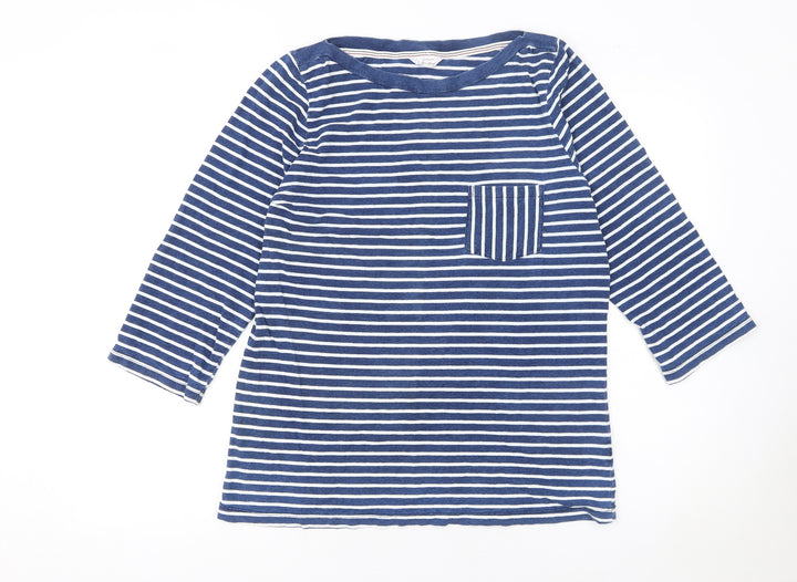 Falmer Heritage Women Blue Striped 3/4 Sleeve Cotton T-Shirt Size 14