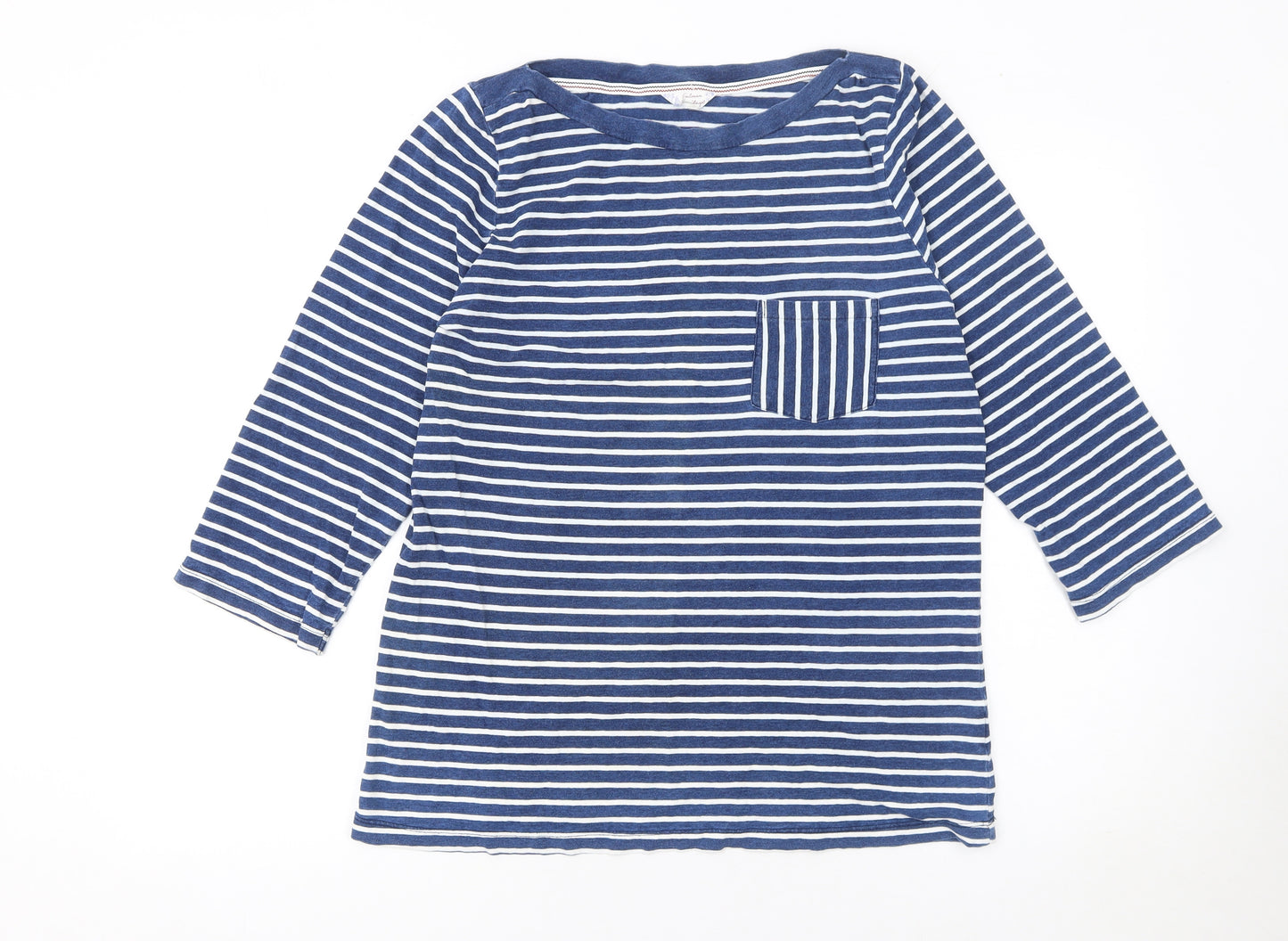 Falmer Heritage Women Blue Striped 3/4 Sleeve Cotton T-Shirt Size 14