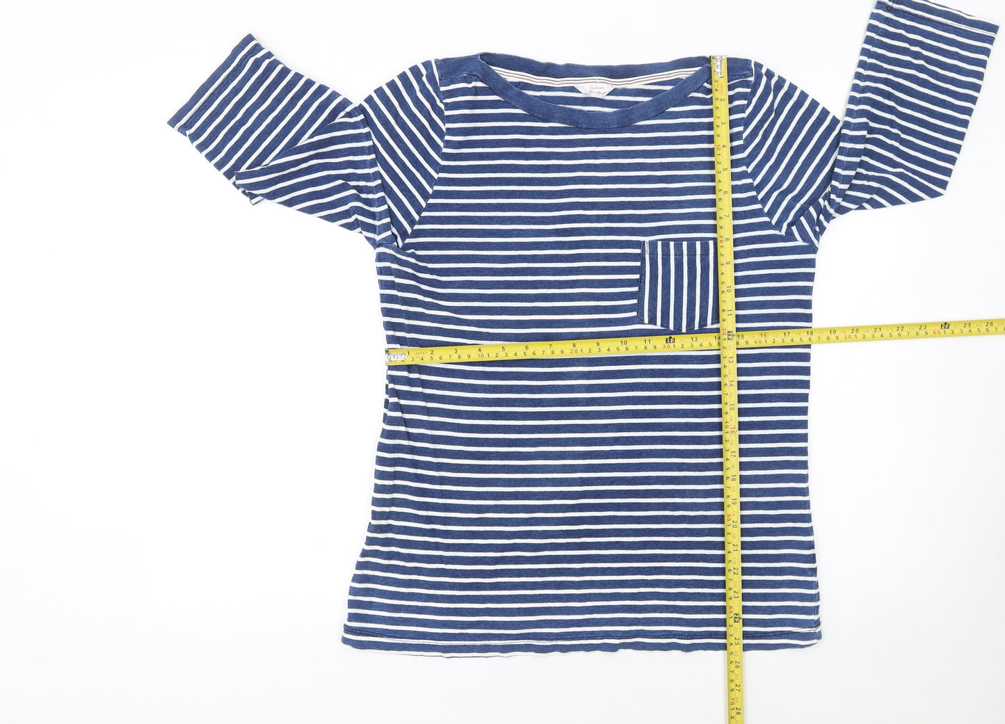 Falmer Heritage Women Blue Striped 3/4 Sleeve Cotton T-Shirt Size 14