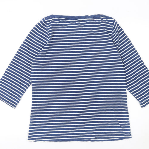 Falmer Heritage Women Blue Striped 3/4 Sleeve Cotton T-Shirt Size 14