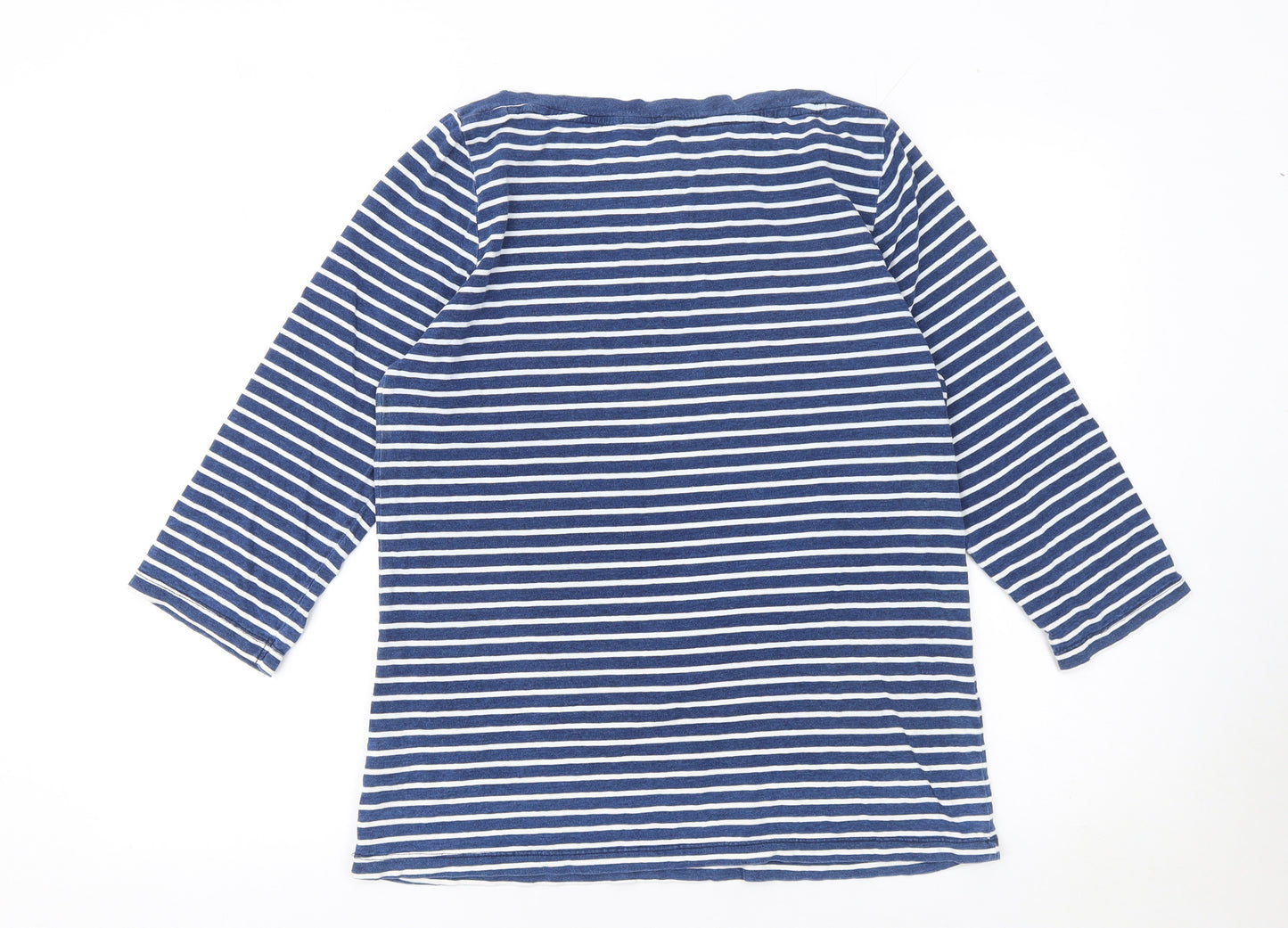 Falmer Heritage Women Blue Striped 3/4 Sleeve Cotton T-Shirt Size 14