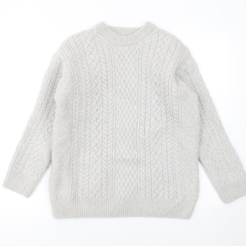 IrelandEye Women Grey Wool Cable Knit Jumper XL