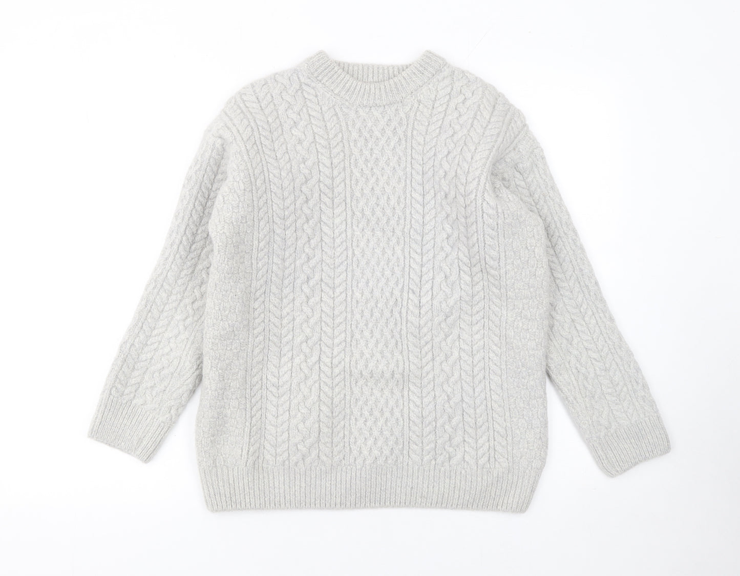 IrelandEye Women Grey Wool Cable Knit Jumper XL