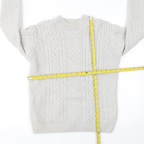 IrelandEye Women Grey Wool Cable Knit Jumper XL