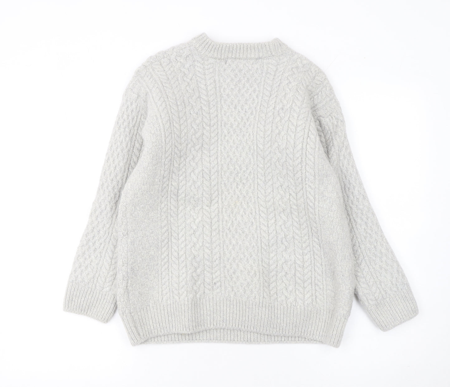 IrelandEye Women Grey Wool Cable Knit Jumper XL