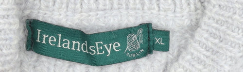 IrelandEye Women Grey Wool Cable Knit Jumper XL