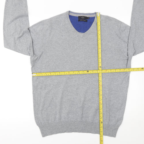 Jeff Banis Men’s Grey Cotton V-Neck Jumper Size M