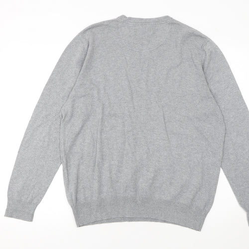 Jeff Banis Men’s Grey Cotton V-Neck Jumper Size M