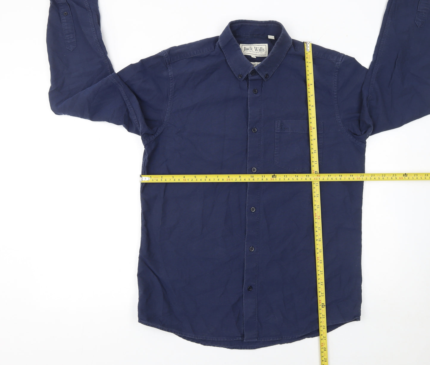 Jack Wills Men's Blue Medium Button-Down Cotton Shirt