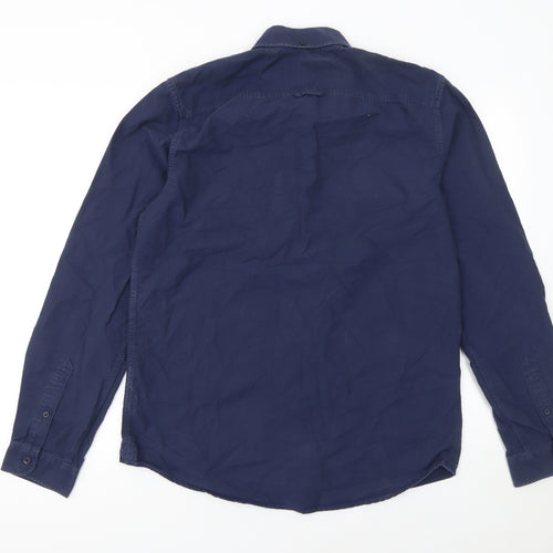 Jack Wills Men's Blue Medium Button-Down Cotton Shirt