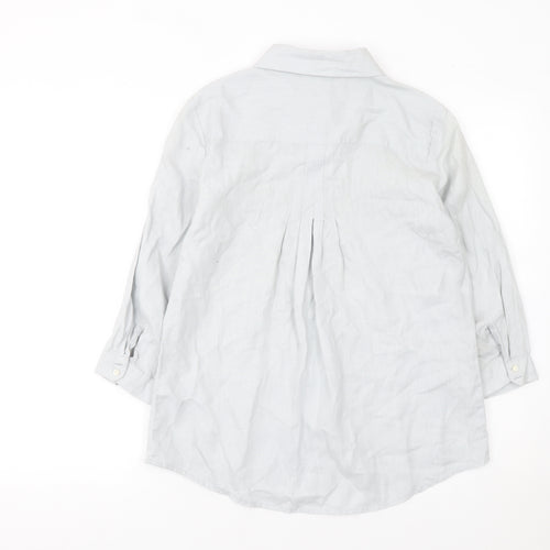 Gap Women’s Grey Linen Button-Up Shirt UK 12 3/4 Sleeve Collared