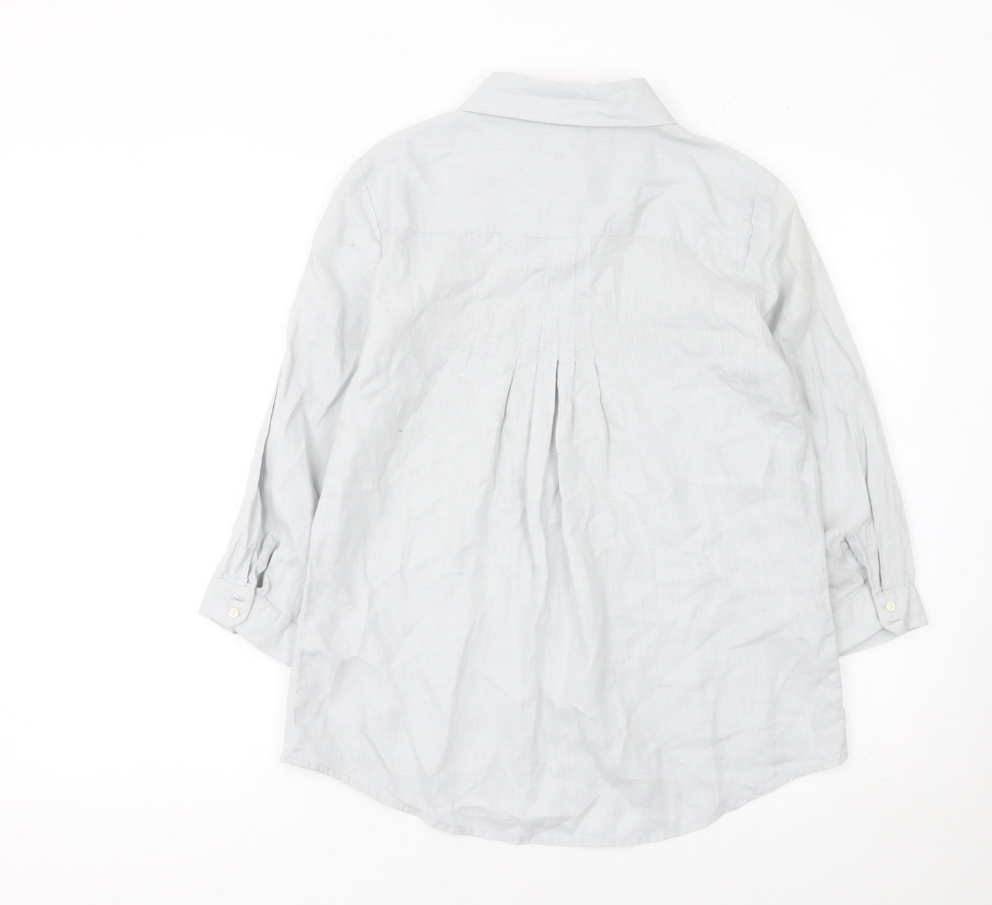 Gap Women’s Grey Linen Button-Up Shirt UK 12 3/4 Sleeve Collared