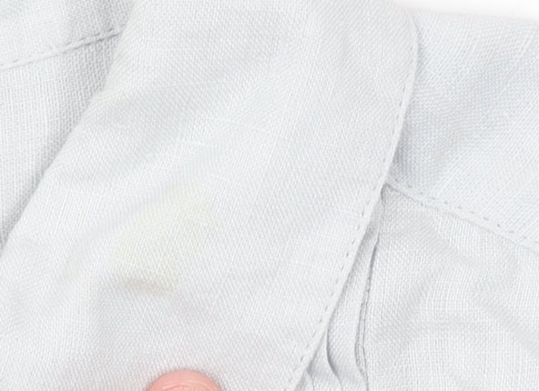 Gap Women’s Grey Linen Button-Up Shirt UK 12 3/4 Sleeve Collared