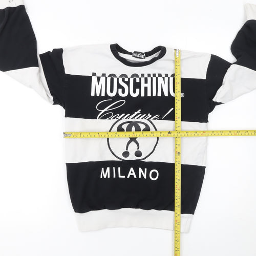 Moschino Teen Boys Black & White Striped Logo Sweatshirt 12 Years