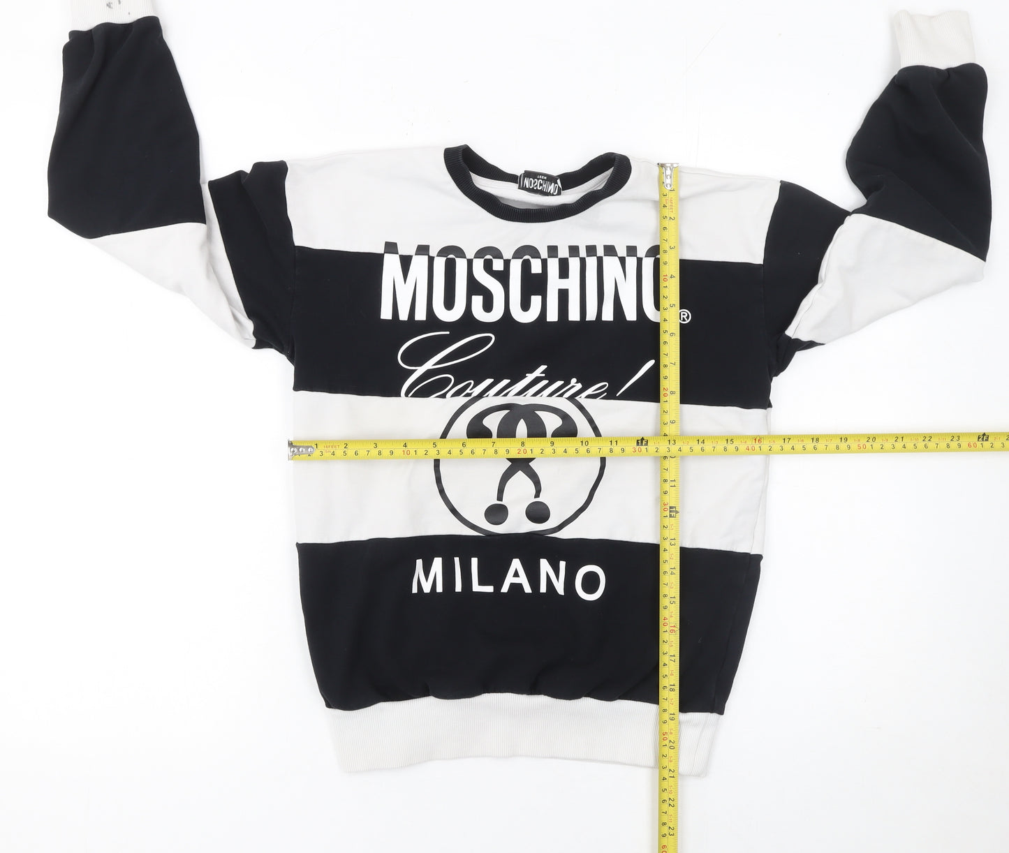 Moschino Teen Boys Black & White Striped Logo Sweatshirt 12 Years