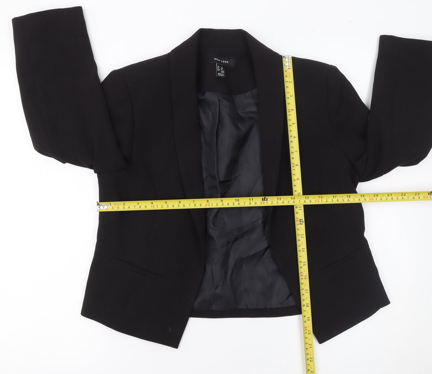 New Look Women’s Black Shawl Collar Blazer UK 12 Tailored Lined Jacket