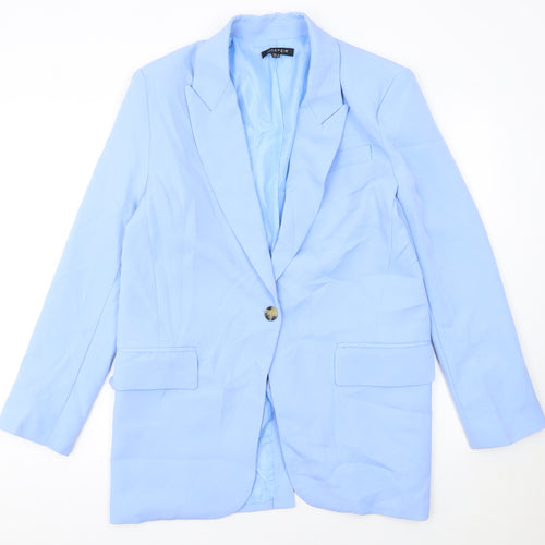 INDEFEIR Women's Blue Single-Breasted Blazer Jacket Size 8 Polyester