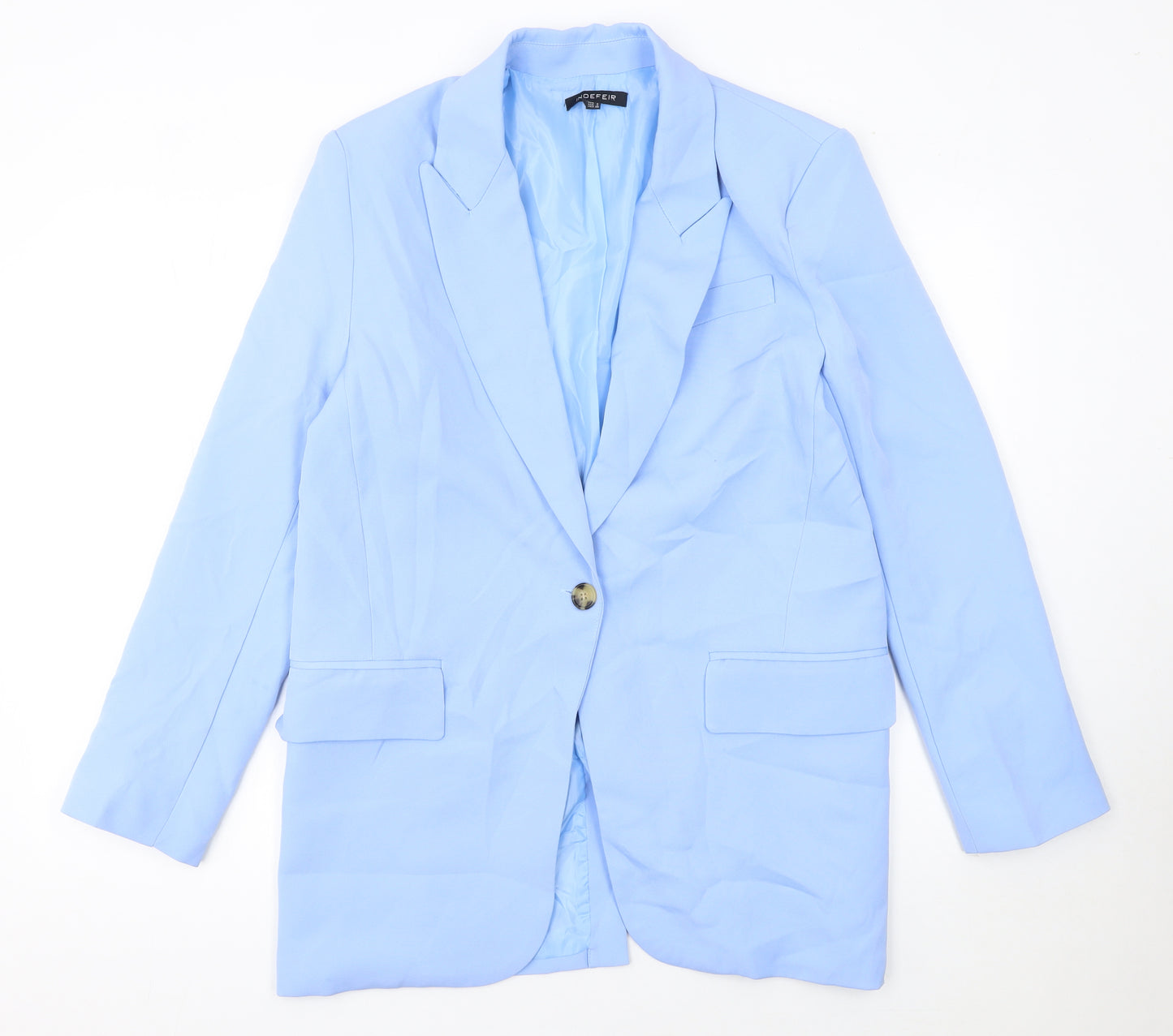 INDEFEIR Women's Blue Single-Breasted Blazer Jacket Size 8 Polyester