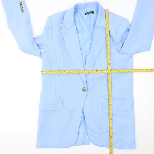INDEFEIR Women's Blue Single-Breasted Blazer Jacket Size 8 Polyester