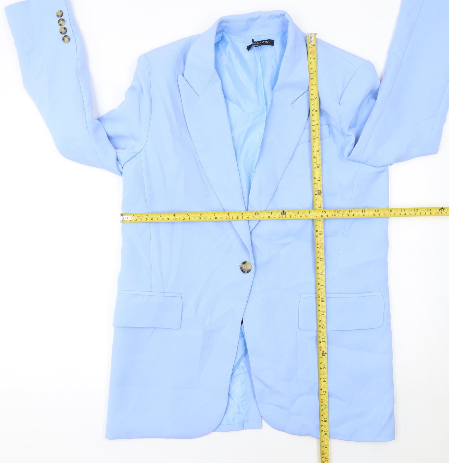 INDEFEIR Women's Blue Single-Breasted Blazer Jacket Size 8 Polyester