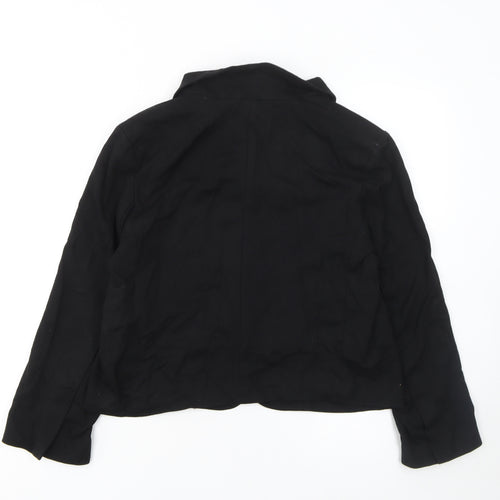 H&M Women's Black Blazer Jacket Size 14 Regular Fit Single-Breasted