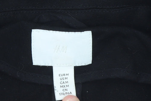 H&M Women's Black Blazer Jacket Size 14 Regular Fit Single-Breasted