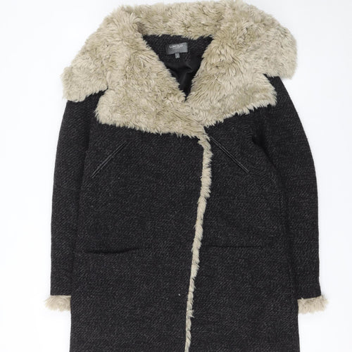 Marks and Spencer Women’s Black Faux Fur Collar Wool Blend Coat UK 12
