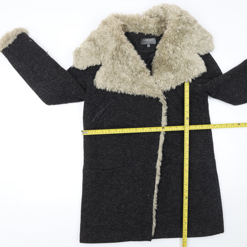 Marks and Spencer Women’s Black Faux Fur Collar Wool Blend Coat UK 12