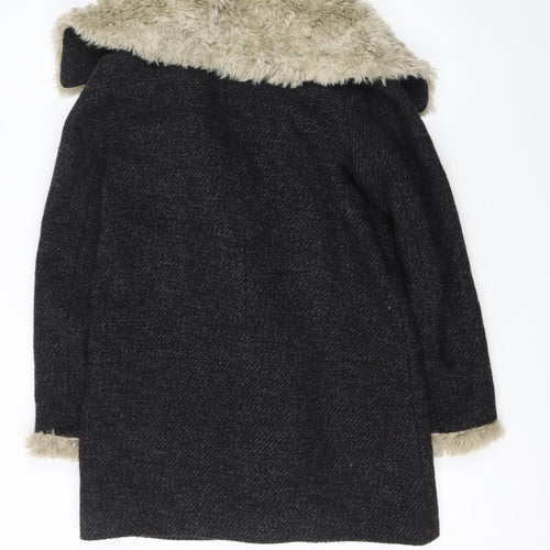 Marks and Spencer Women’s Black Faux Fur Collar Wool Blend Coat UK 12