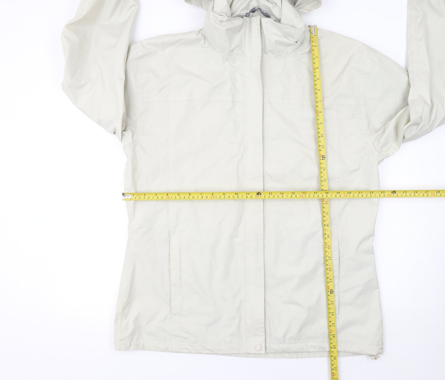 Hi Gear Women Ivory Waterproof Hooded Rain Coat Size 18