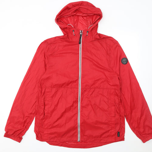 Timberland Womens Red Hooded Lightweight Windbreaker Jacket M