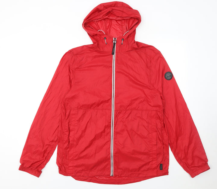 Timberland Womens Red Hooded Lightweight Windbreaker Jacket M