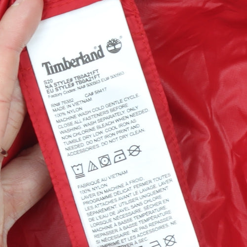 Timberland Womens Red Hooded Lightweight Windbreaker Jacket M