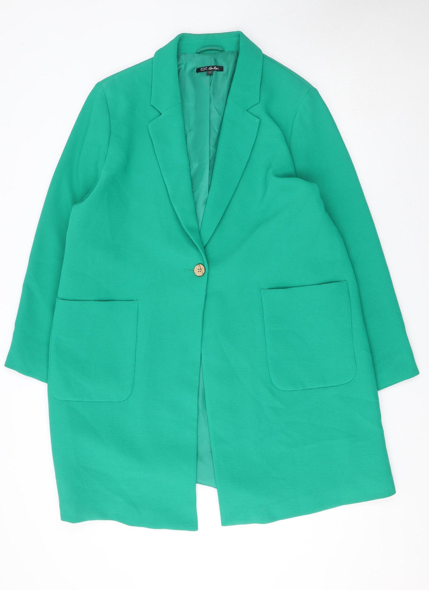 Edit by Max Heys Green Long Single Breasted Blazer Jacket UK 18