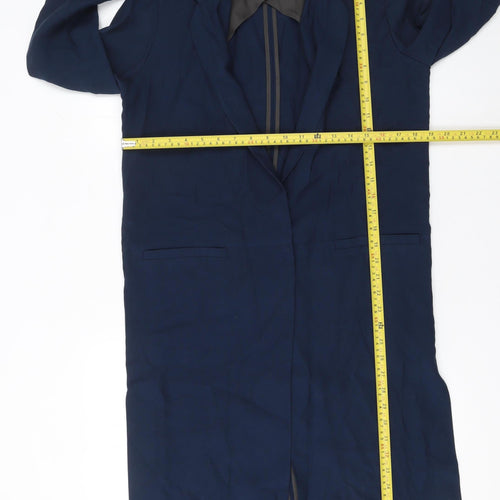 Next Women's Navy Blue Regular Fit Long Blazer Coat Size 10